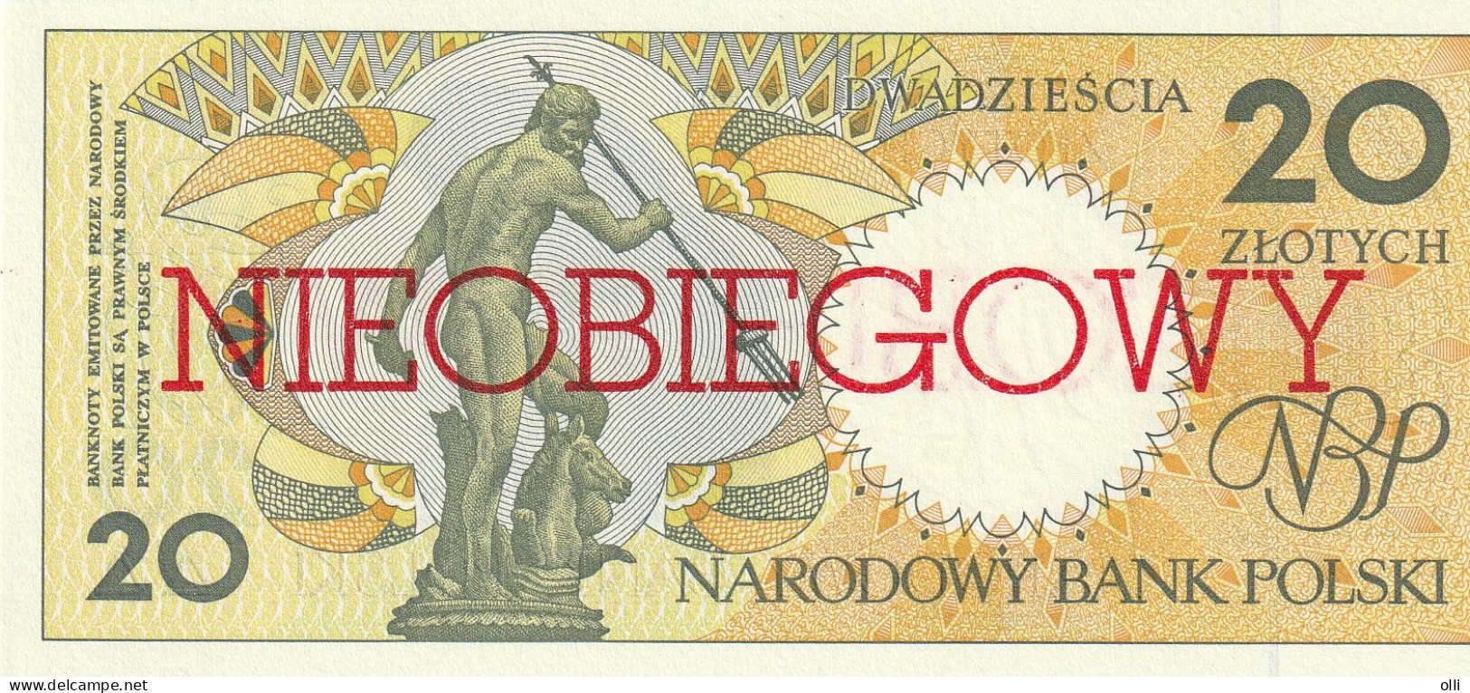 POLAND 1990 20 ZLOTYCH NIEOBIEGOWY  1990 P-168 UNC - Pologne