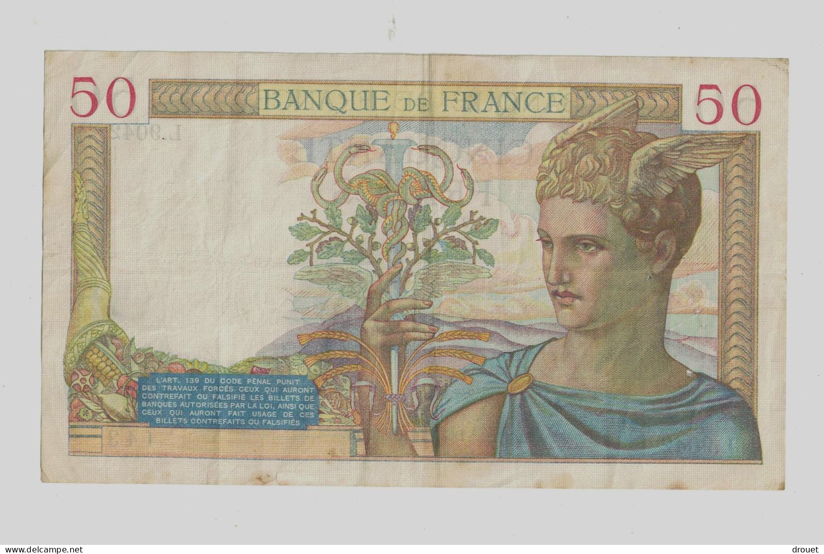 CINQUANTE  FRANCS - CERES - 50 F 1934-1940 ''Cérès''