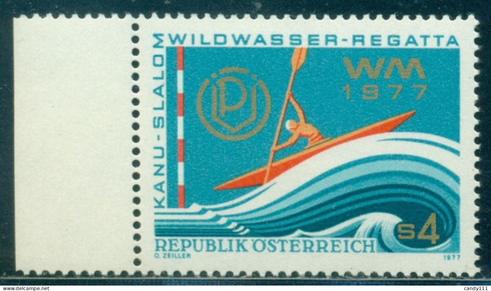 1977 White Water Canoe Slalom, Spittal,Single Kayak,Wave,Austria,M.1555,MNH - Canoa