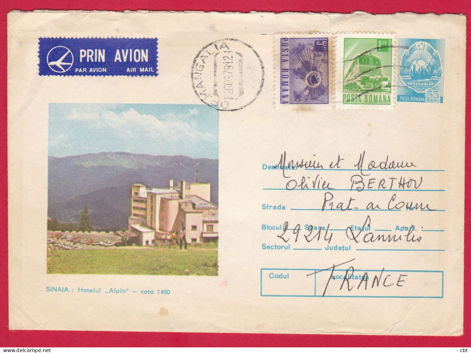 5766 Roumanie, Lettre Par Avion à Destination De Lannilis, CF Mangalia, Oblit. Mauelle  26-09-1979, Sinaia (5766) - Cartas & Documentos