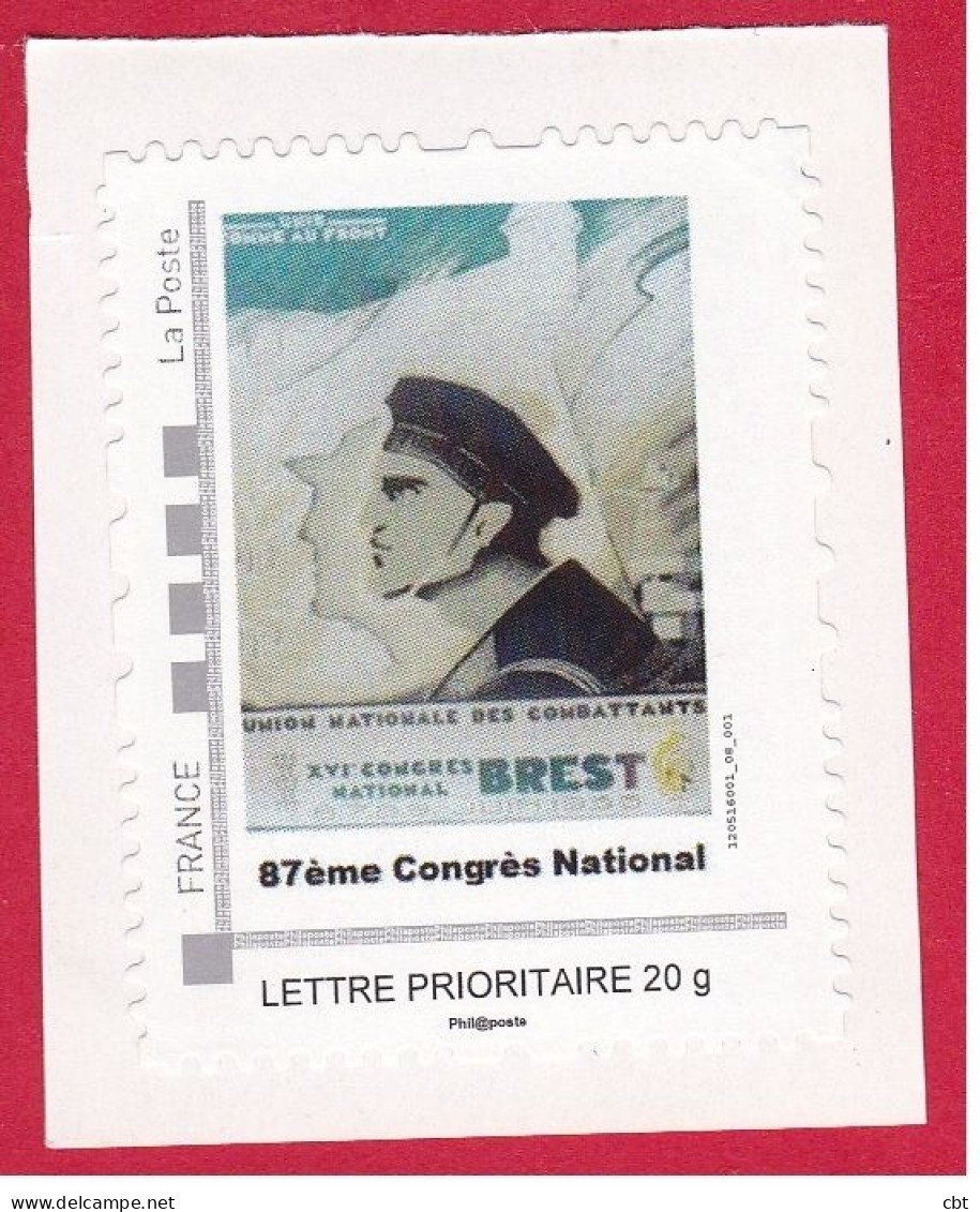 5773 TPAM – Timbre Personalisé Neuf, Thème Anciens Combattants, UNC, 87ème Congrès National Brest Mai 2012  (5773) - Neufs