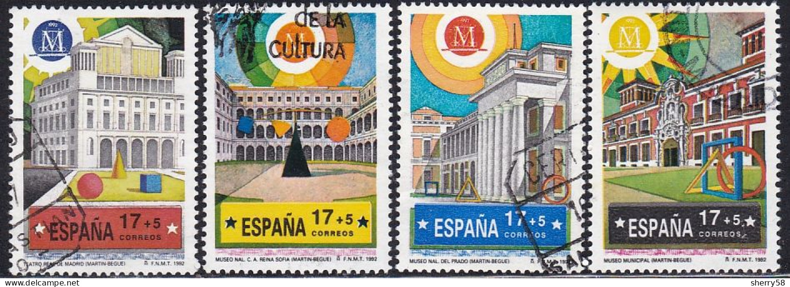 1992-ED. 3228 A 3231-MADRID CAPITAL EUROPEA DE LA CULTURA'92 -SERIE COMPLETA-USADO - Oblitérés