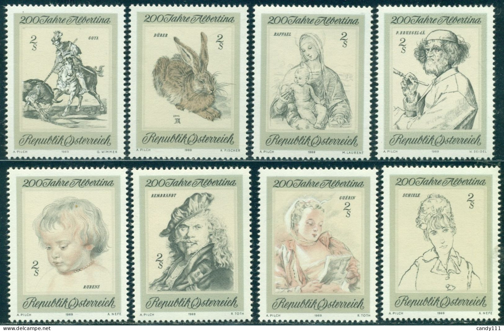 1969 Albertina,Goya,The Cid,Dürer,Bruegel,Rembrandt,hare, Austria, M. 1307 , MNH - Rembrandt