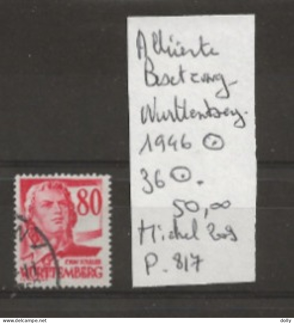 TIMBRE D ALLEMAGNE DEUTSCHES BESETZUNG  1946 WURTTENBERG Nr 36 °   COTE 50,00  € - Sammlungen