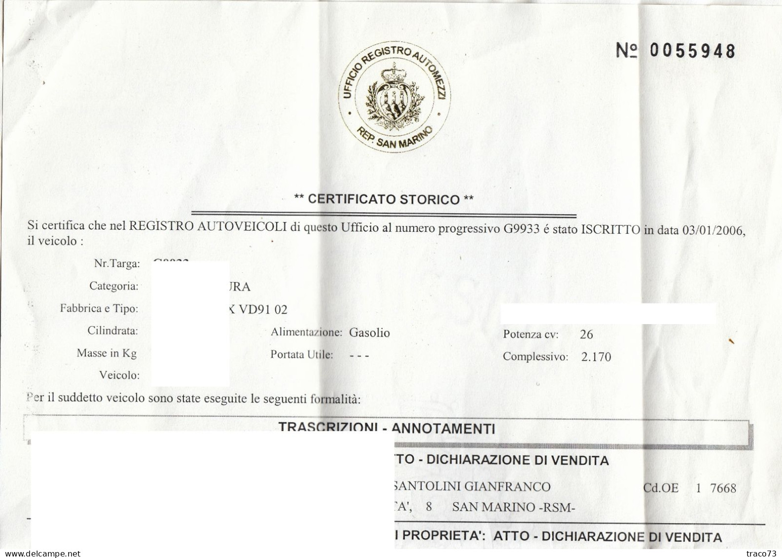 REPUBBLICA DI SAN MARINO _ 2010  /   MARCA  DA BOLLO Da Euro 1,00  Su Documento - Other & Unclassified
