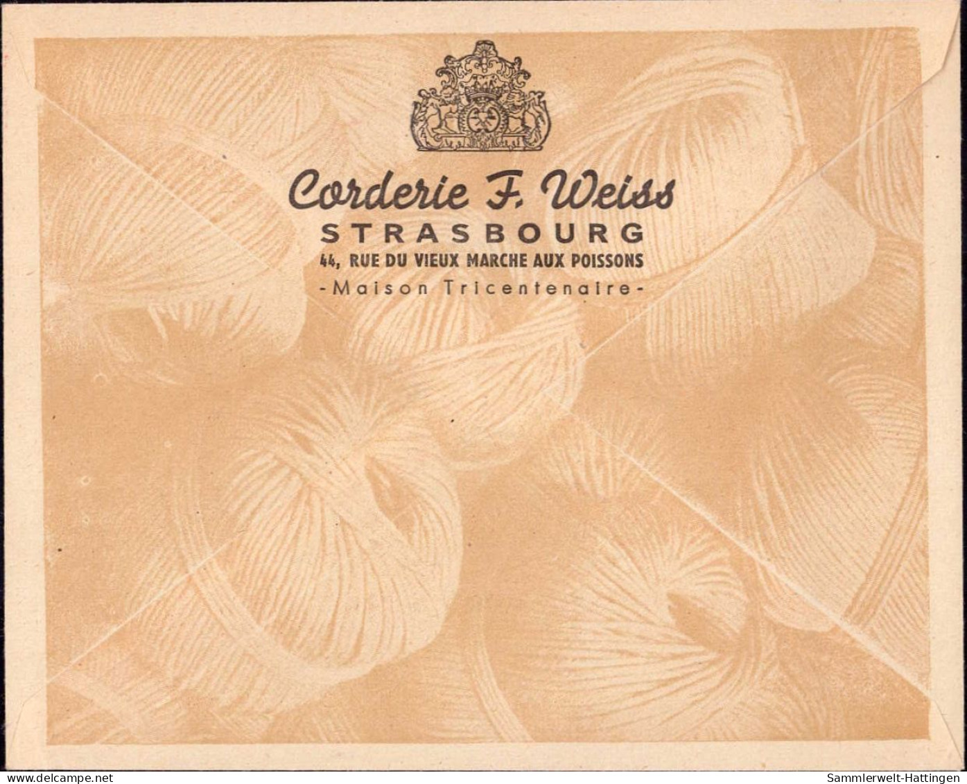 602544 | Dekorativer Brief,1957, Mit Freistempel Der Corderie F. Weiss, Wolle, Textil  | Strasbourg;Bas-Rhin - 1957-1959 Mietitrice