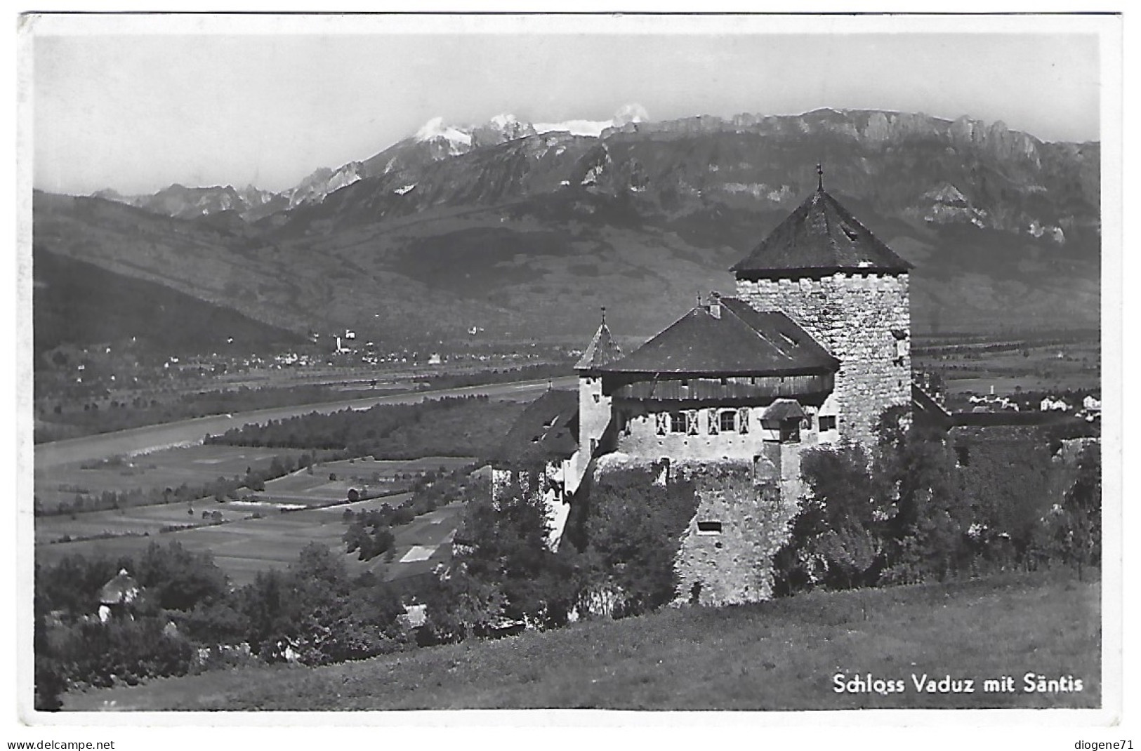 Schloss Vaduz Mit Säntis Stempel 15 Aug. 1939 - Liechtenstein