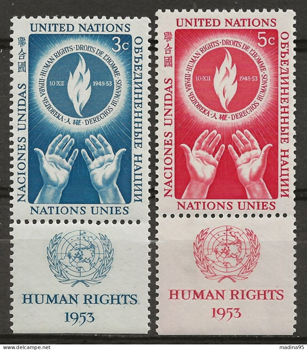 NATIONS-UNIES - NEW-YORK: **, N° YT 21 Et 22, TB - Unused Stamps
