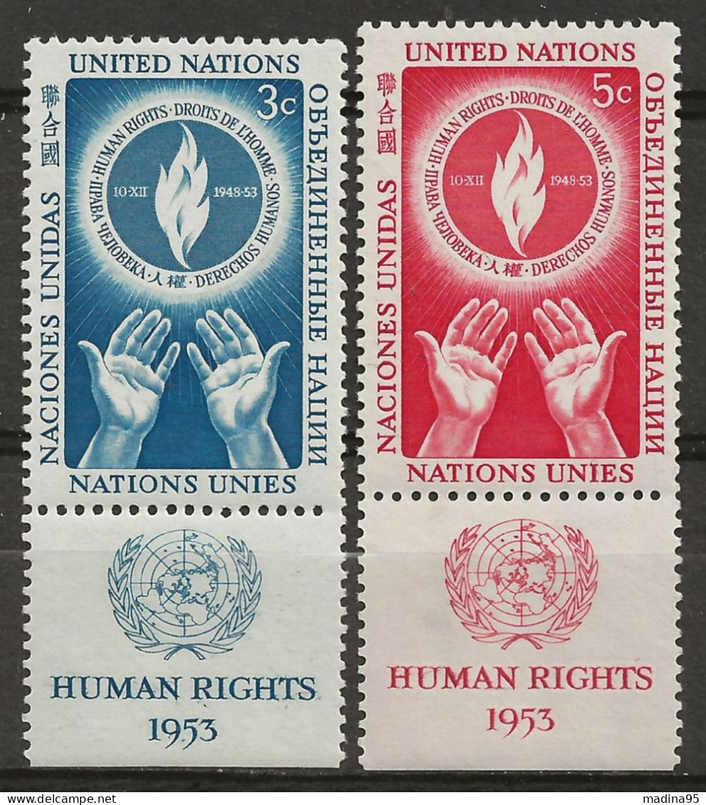 NATIONS-UNIES - NEW-YORK: **, N° YT 21 Et 22, TB - Nuevos