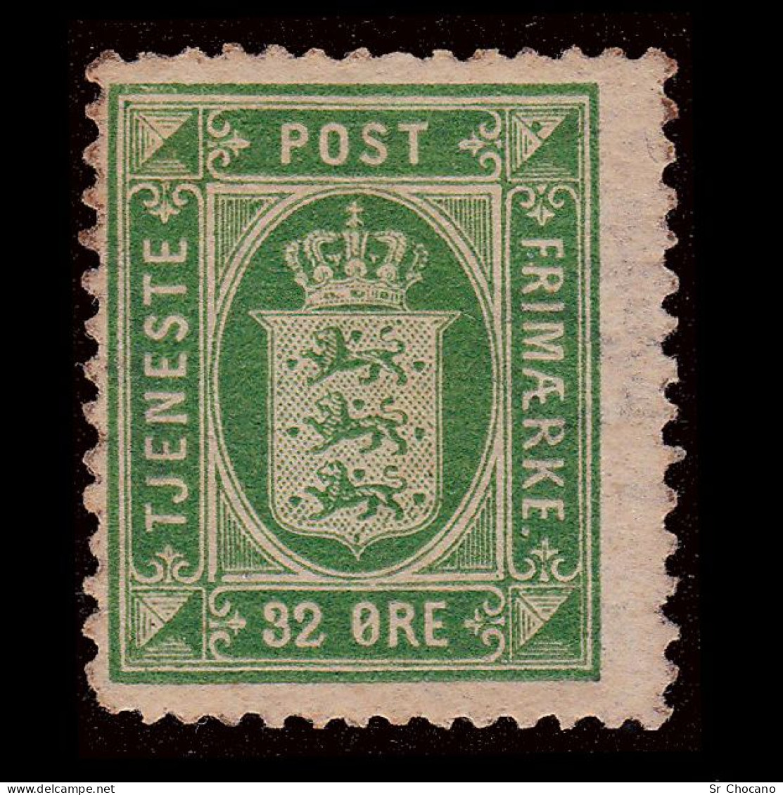 DENMARK.1875.OFFICIAL.32o Green.SCOTT O9.New. - Ungebraucht