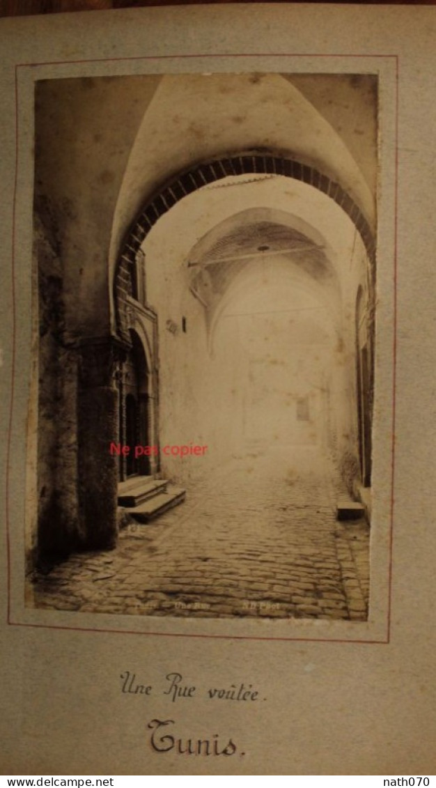 2 Photo 1890's Tunis Mosquée De La Casbah Cimetière Arabe Tunisie Tirage Albuminé Albumen Print Vintage - Orte