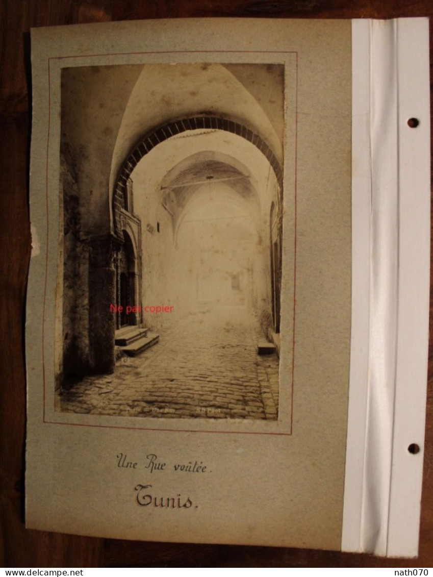 2 Photo 1890's Tunis Mosquée De La Casbah Cimetière Arabe Tunisie Tirage Albuminé Albumen Print Vintage - Orte