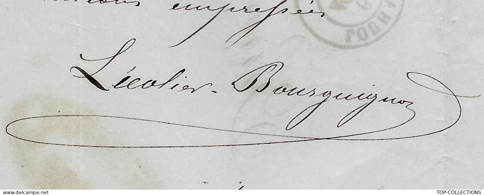 1855 Louhans  Saone Et Loire Timbre Empire Non Dentelé Oblitéré Pet. Ch. Lecolier Bourguignon  => Epinac Saone Et Loire - 1800 – 1899