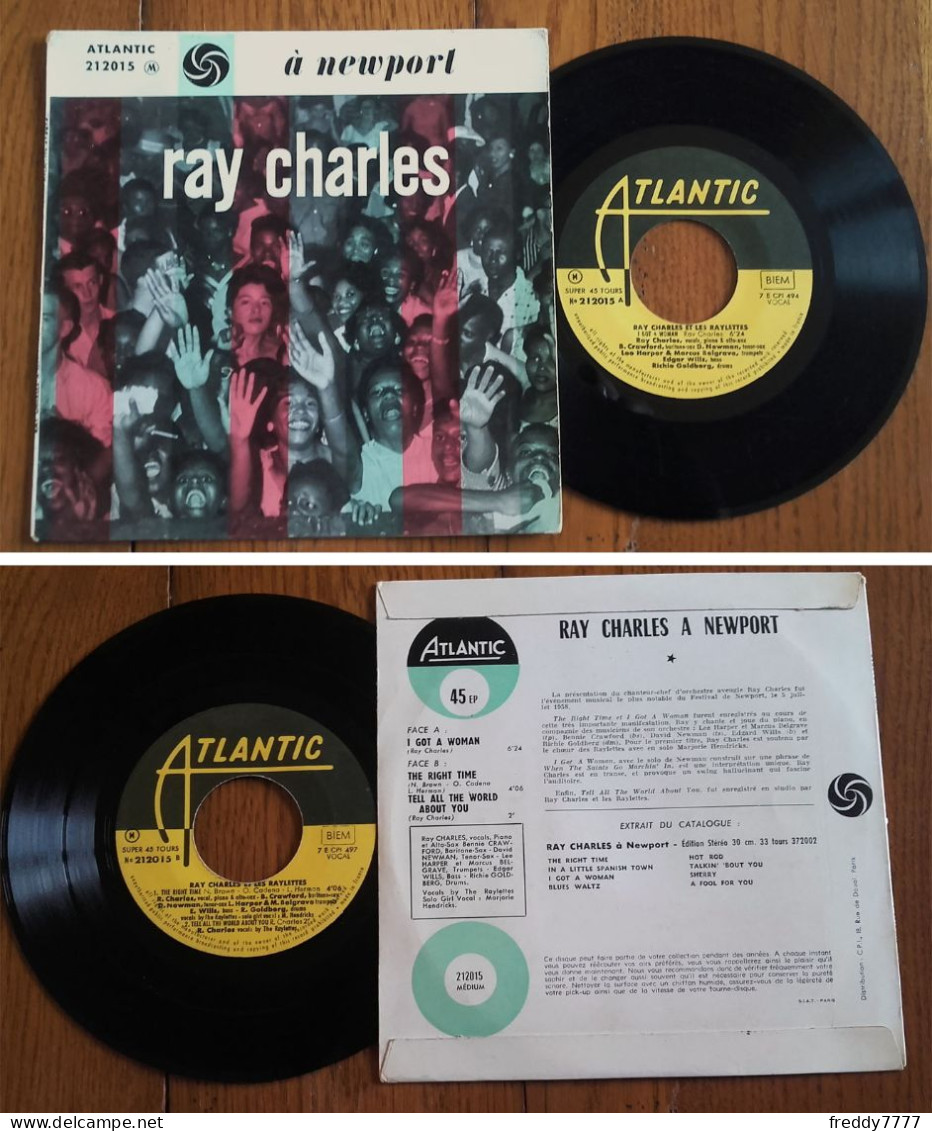 RARE French EP 45t RPM BIEM (7") RAY CHARLES «I Got A Woman» (Live At Newport, 1961) - Jazz