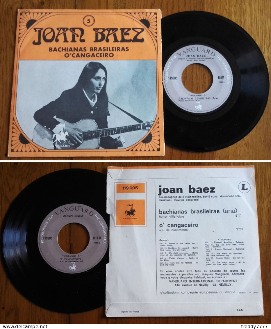 RARE French SP 45t RPM BIEM (7") JOAN BAEZ «Volume 5» (1967?) - Country & Folk