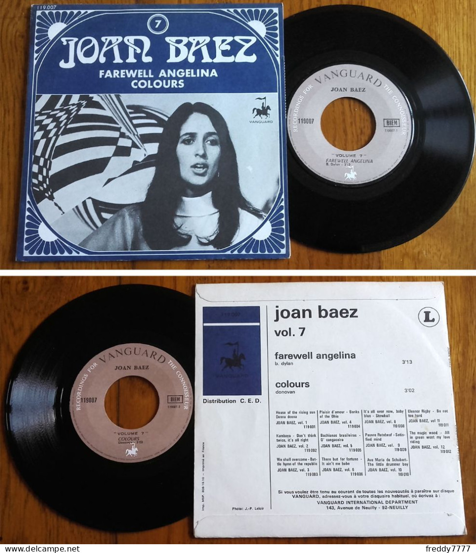 RARE French SP 45t RPM BIEM (7") JOAN BAEZ «Volume 7» (Bob Dylan, Donovan, 1967?) - Country En Folk