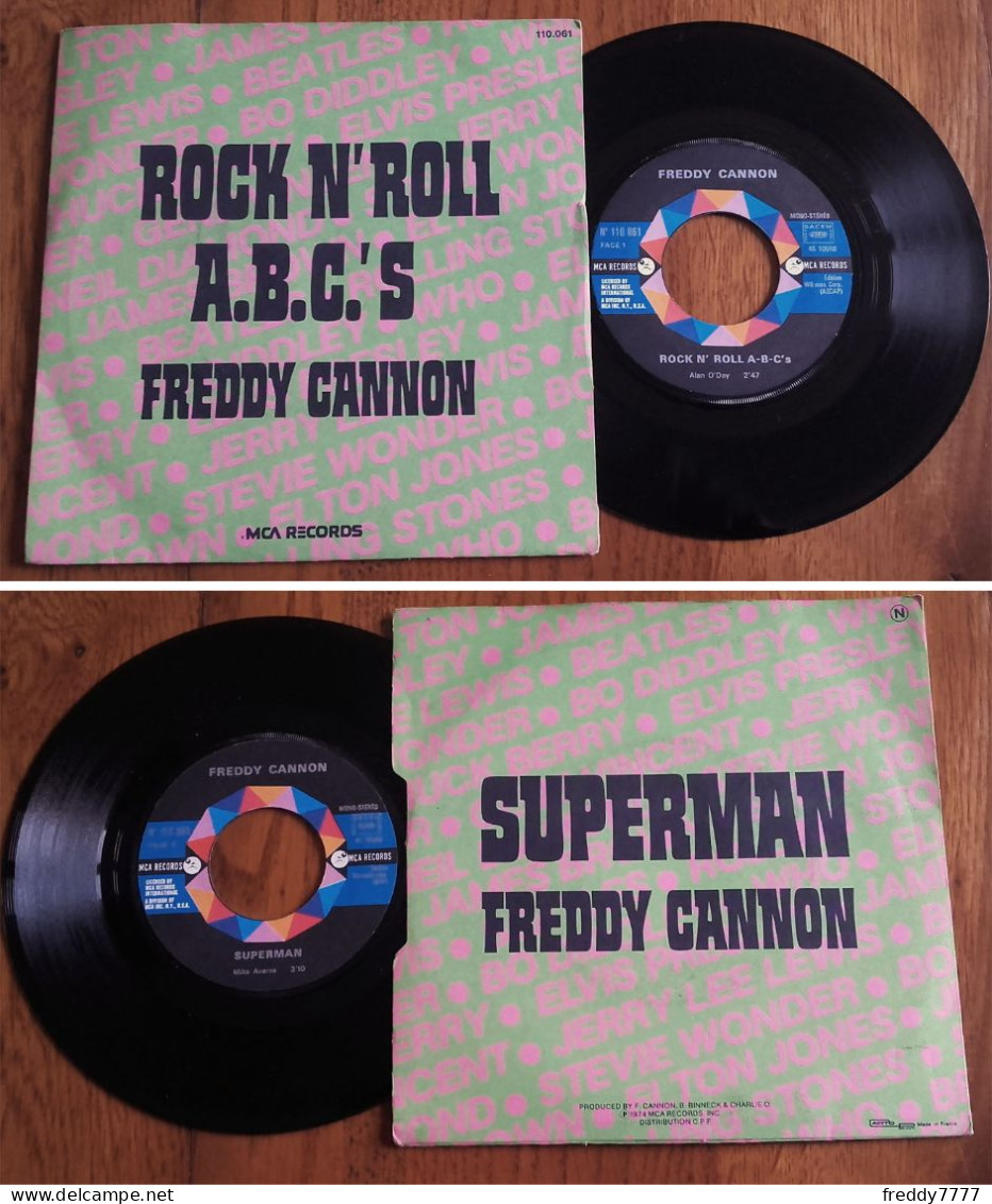 RARE French SP 45t RPM (7") FREDDY CANNON «Rock N'Roll A.B.C.'S» (1974) - Ediciones De Colección