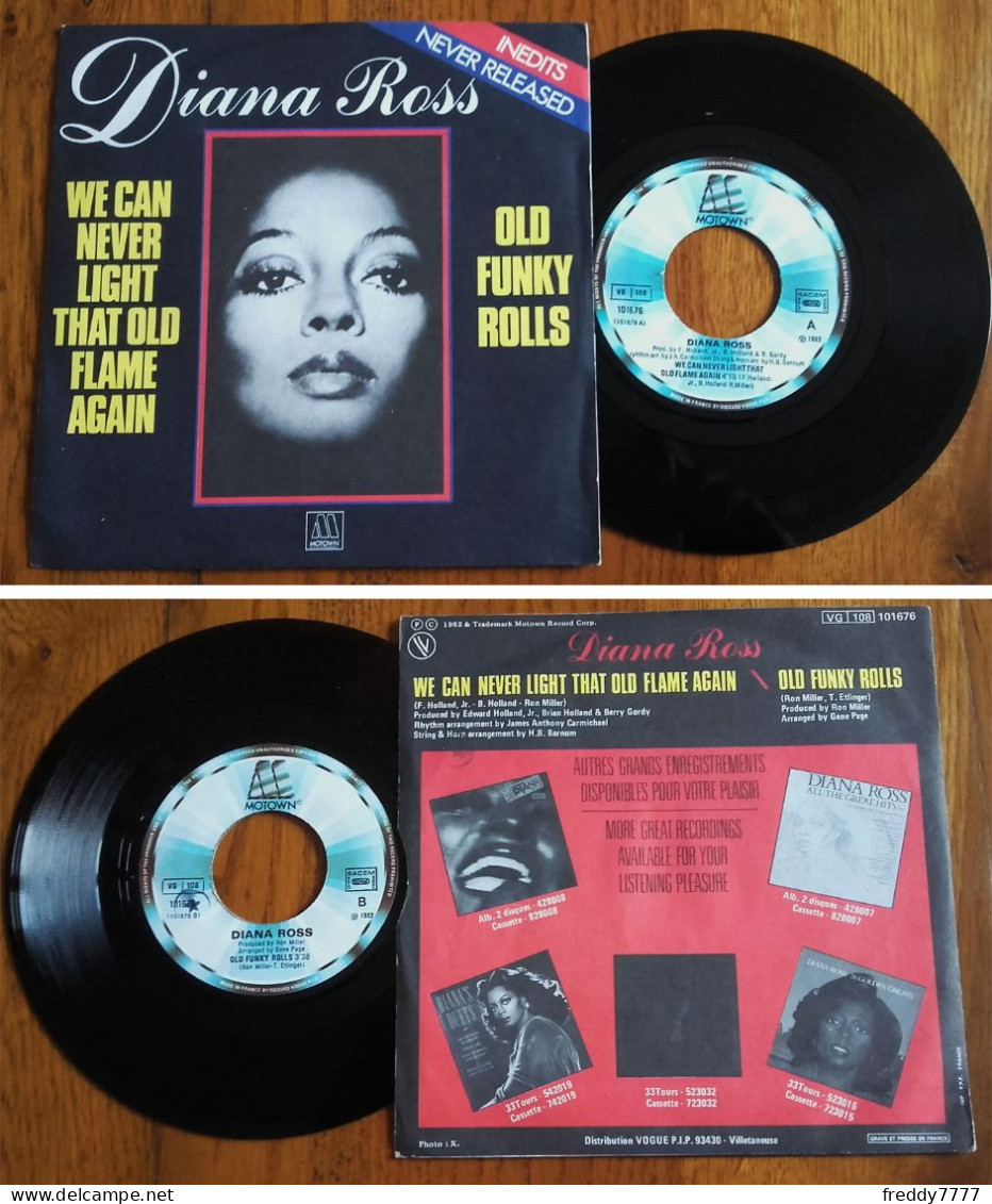 RARE French SP 45t RPM (7") DIANA ROSS «We Can Never Light That Old Flame Again» (1982) - Soul - R&B