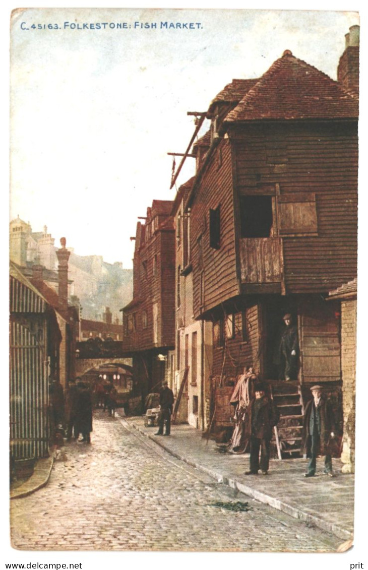 Folkestone Fish Market Kent England 1911 Used Postcard To Belgium. Publisher The Photochrom Co London & Tunbridge Wells - Folkestone