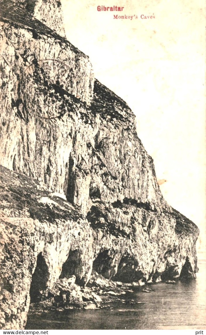 Monkey's Caves Gibraltar 1912 Used Real Photo Postcard. Publisher V.B.Cumbo, Gibraltar - Gibraltar