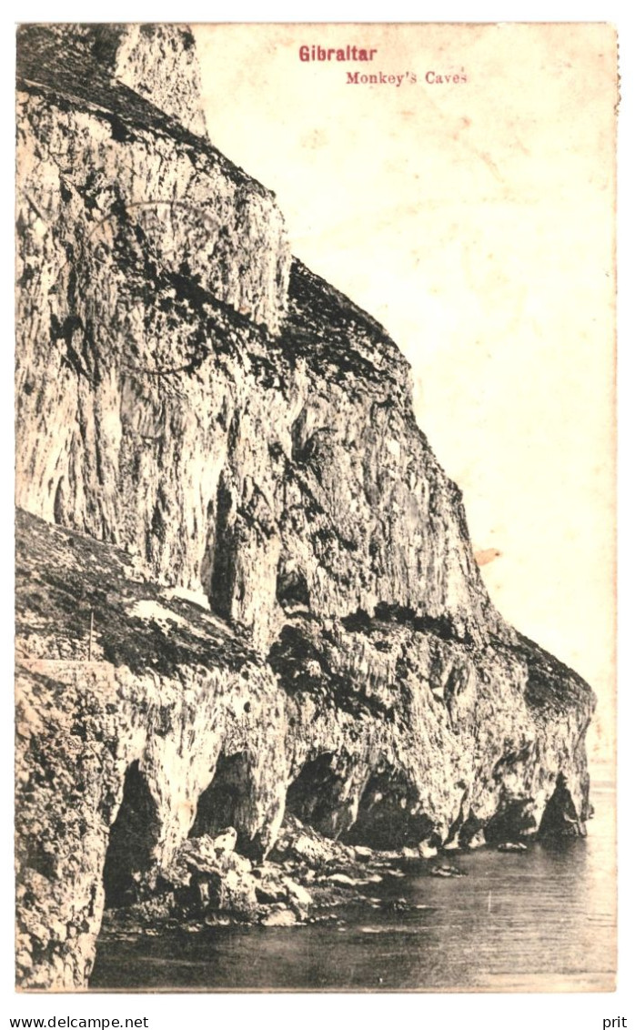 Monkey's Caves Gibraltar 1912 Used Real Photo Postcard. Publisher V.B.Cumbo, Gibraltar - Gibraltar