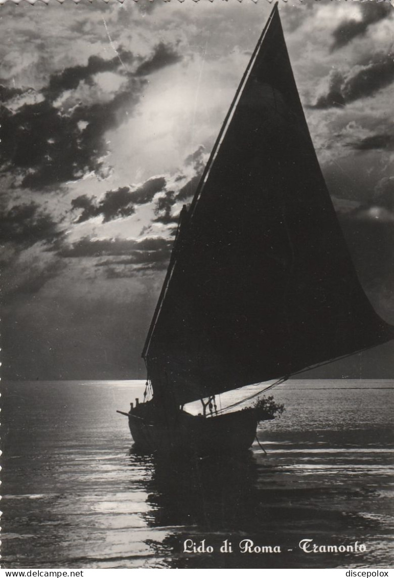 N3534 Lido Di Roma - Ostia - Panorama Al Tramonto - Sunset Coucher - Barche Boats Bateaux / Viaggiata 1954 - Mehransichten, Panoramakarten