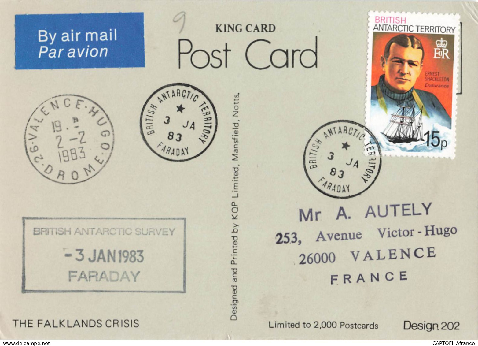 POST CARD  BRITISH ANTARTIC TERRITORY 1983 - Brieven En Documenten