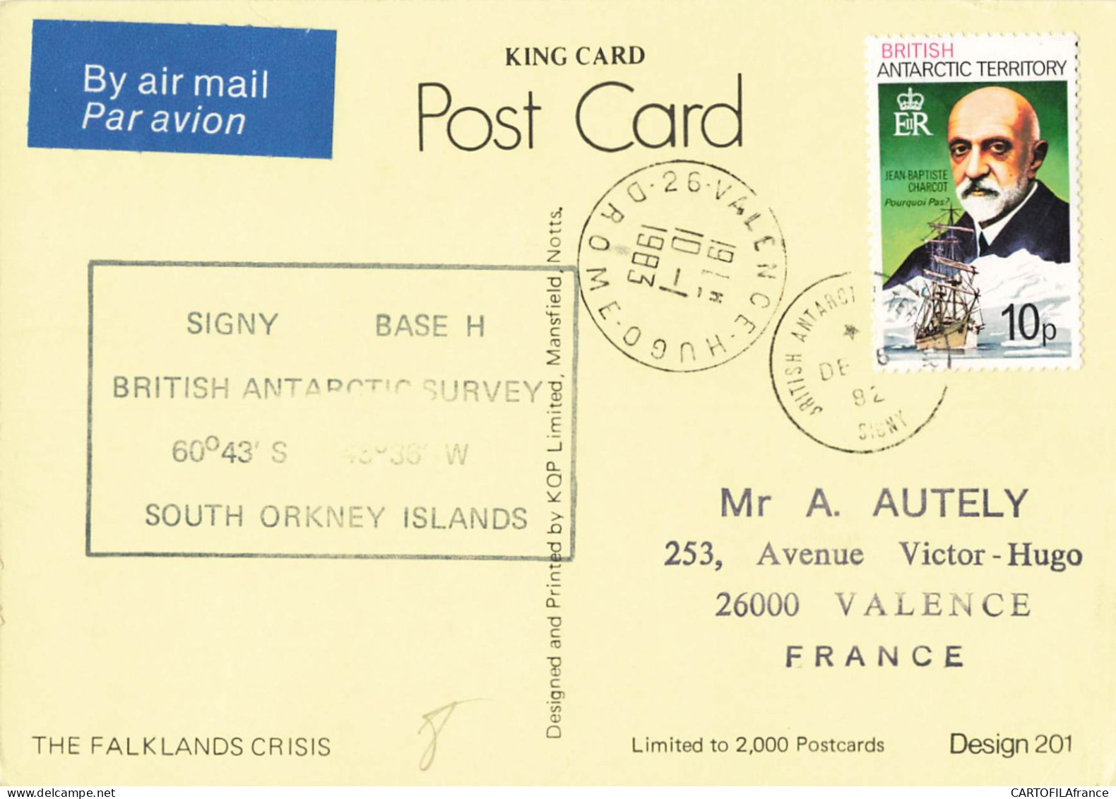 POST CARD  BRITISH ANTARTIC TERRITORY 1983 - Covers & Documents