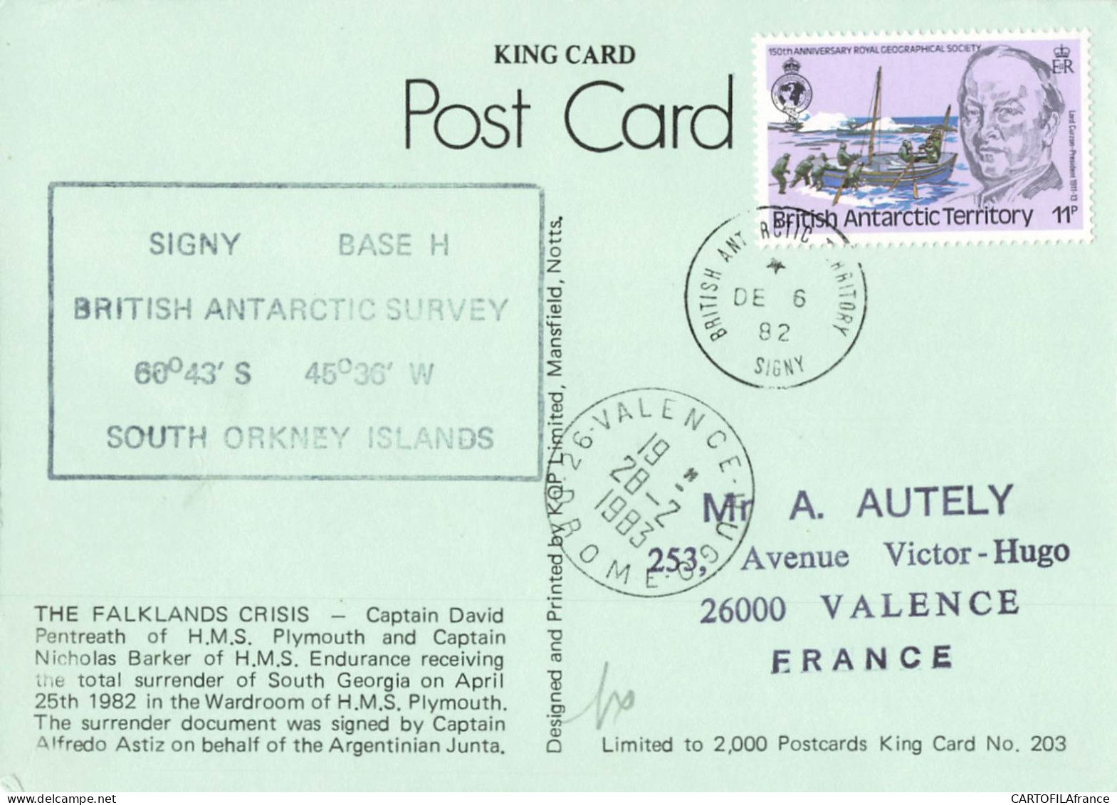 POST CARD  BRITISH ANTARTIC TERRITORY 1983 - Covers & Documents