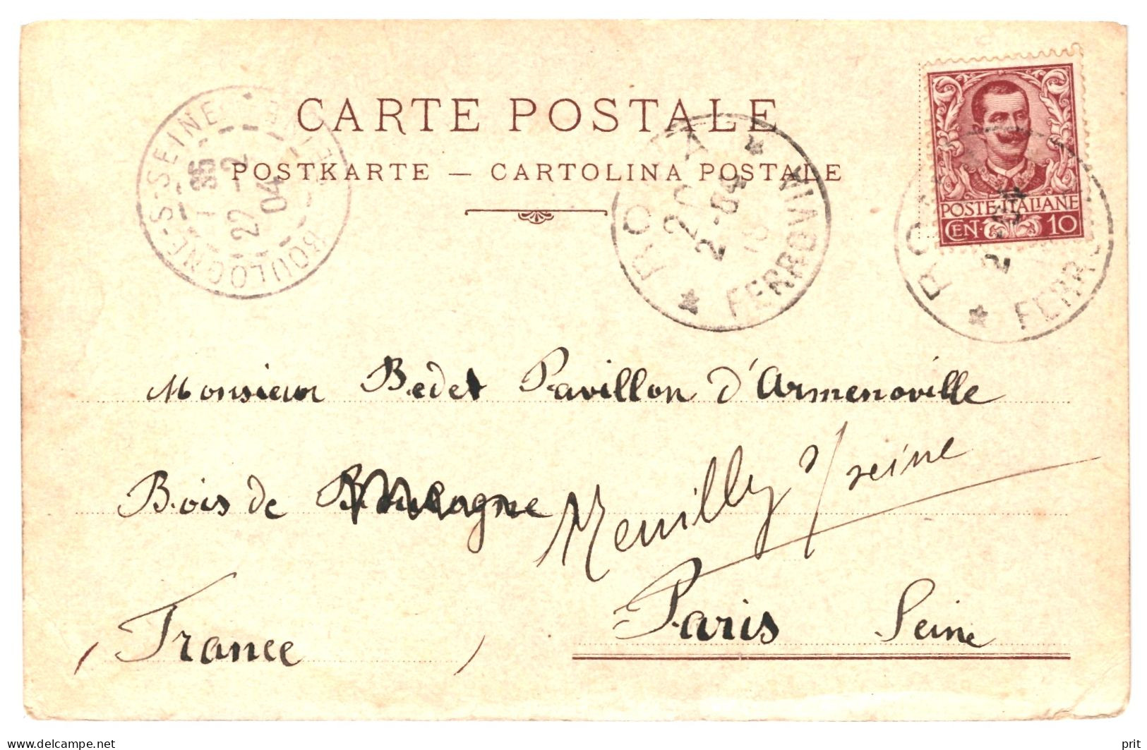Ponte E Castel S. Angelo Roma 1904 Used Postcard From Roma Ferrovia To Boulogne-S-Seine France - Brücken