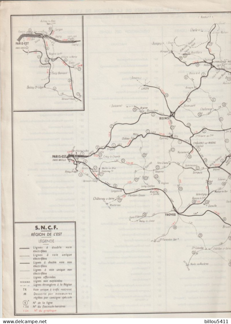 Plan Carte Géographique De La SNCF CHEMINS DE FER Français Région De L'Est De 1968 - Europe