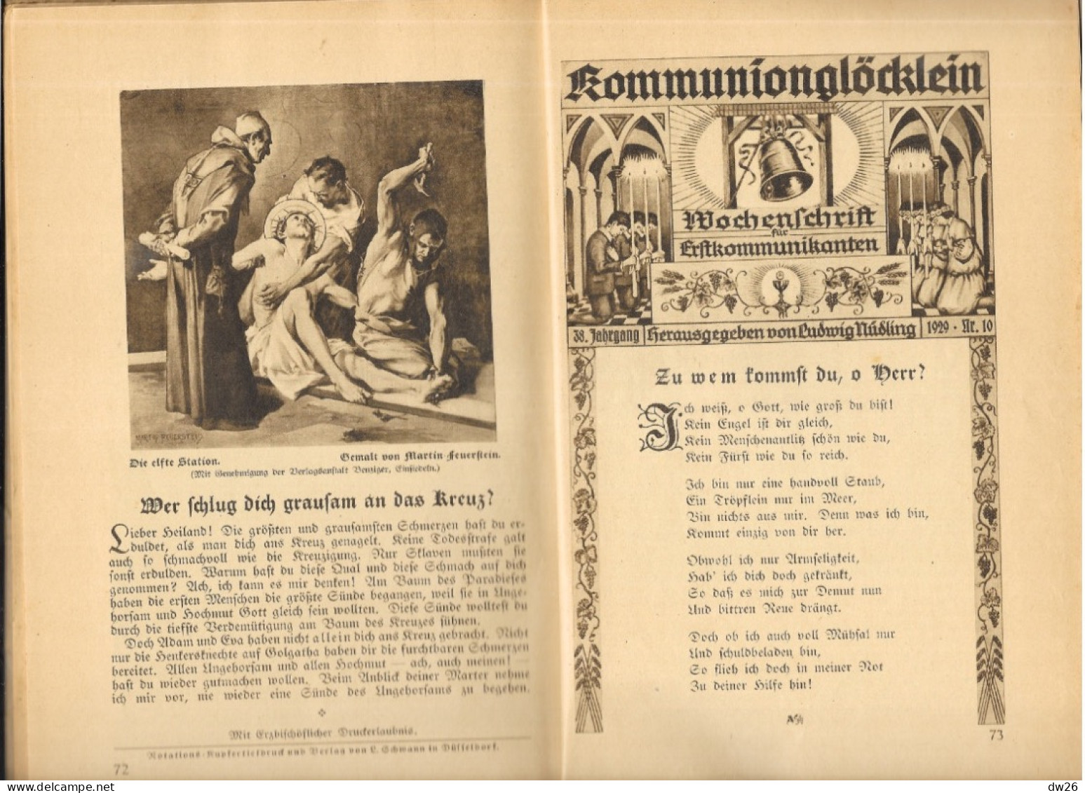 Religion - Kommunionglöcklein 1929: Leben Und Tod Christi - Cloche De Communion (Vie Et Mort Du Christ) - Cristianismo