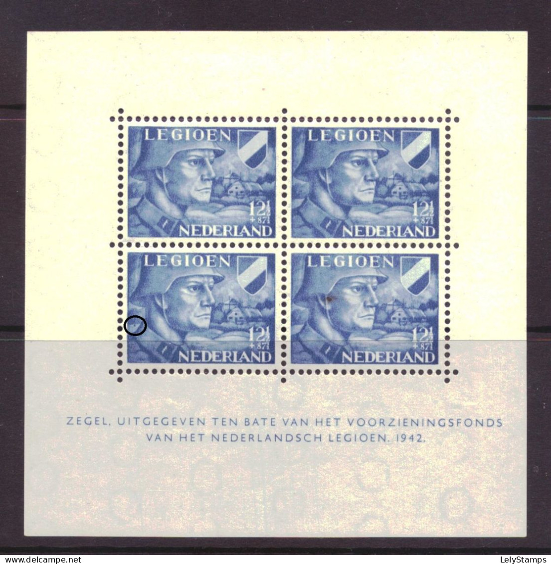 Nederland / Niederlande / Pays Bas NVPH 403B P Plaatfout MNH ** (1942) - Variedades Y Curiosidades