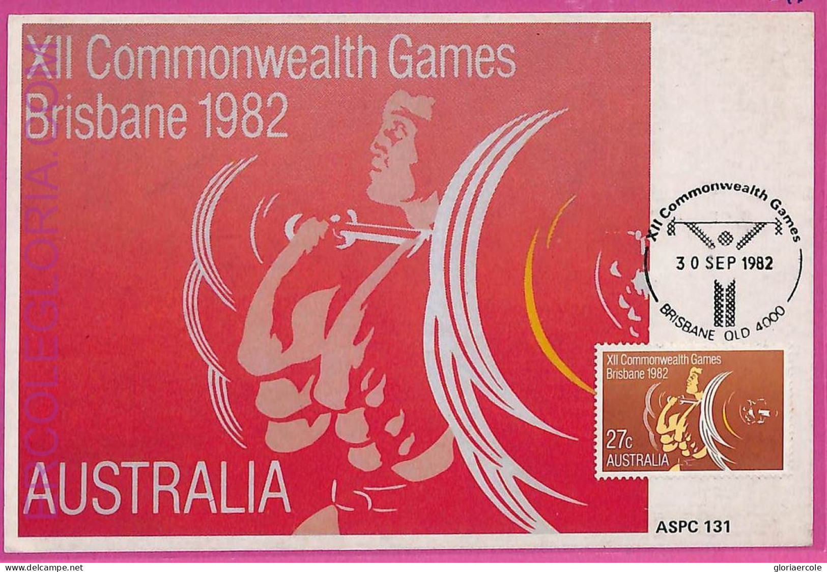 Ag3365 - AUSTRALIA - POSTAL HISTORY - Maximum Card - 1982  SPORTS Games - Cartes-Maximum (CM)