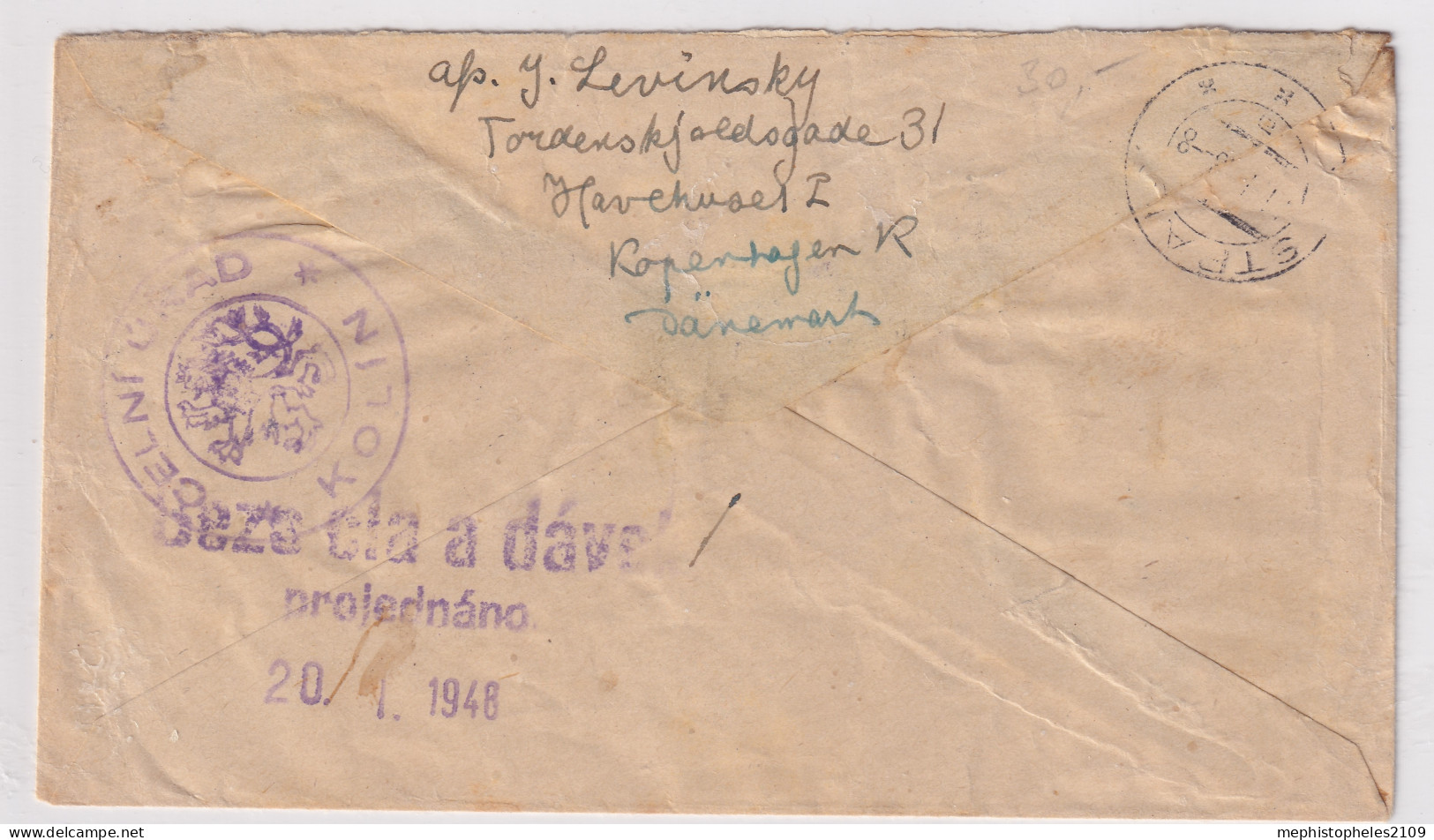 DENMARK 1948 - Reco-letter To Prague/CSR - Mi 247, 284, 286, 294 - Briefe U. Dokumente