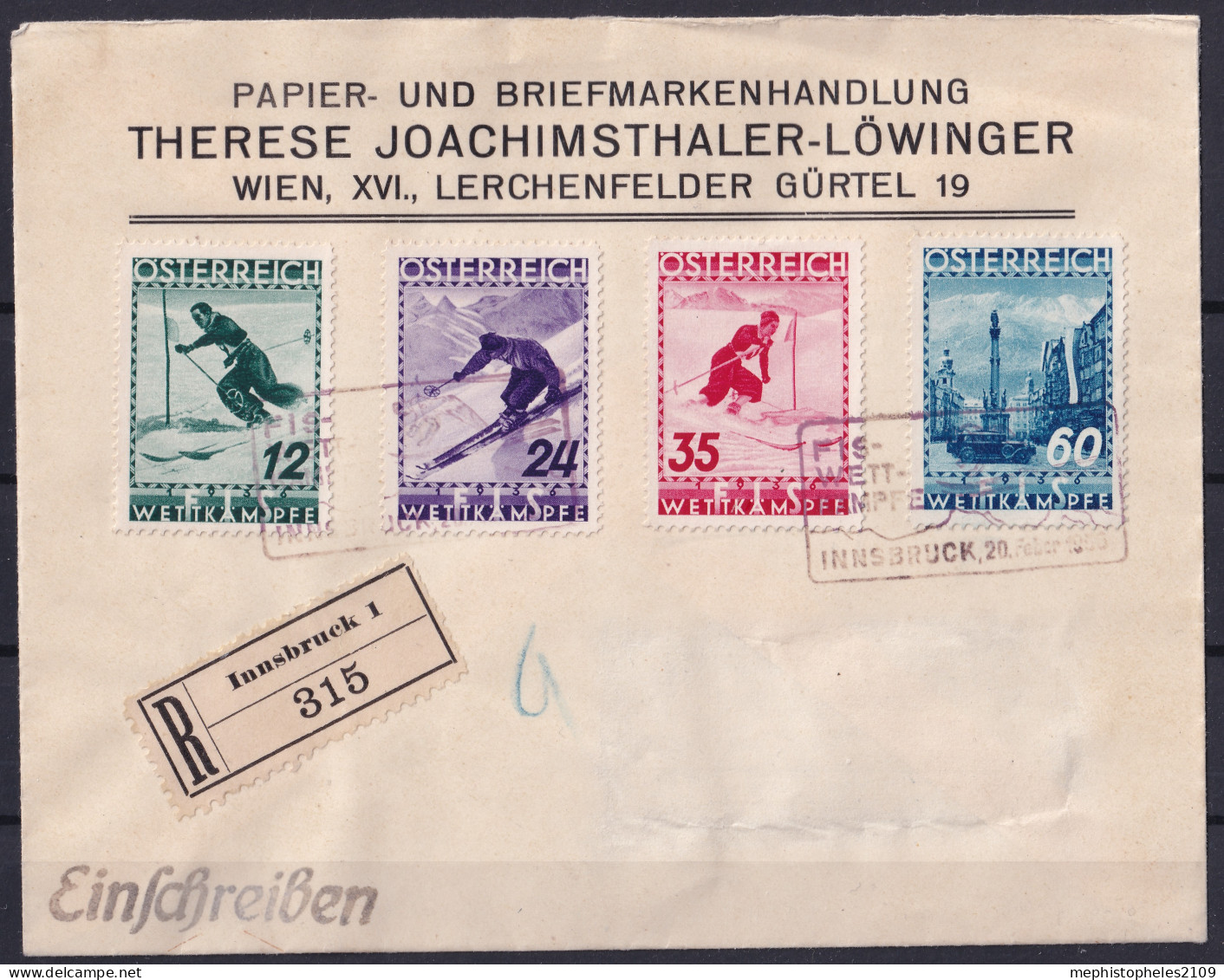 AUSTRIA 1937 - ANK 623-626 - Complete Set! - Ersttag - Violetter FIS-Stempel - Gebraucht