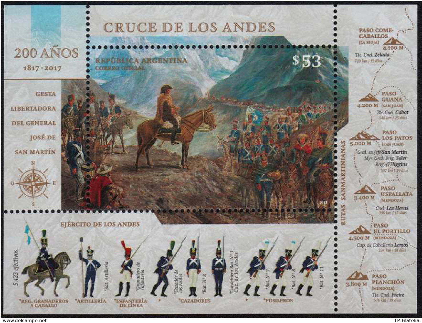 Argentina - 2017 - Cruce De Los Andes - 200 Años - 1817-2017 - Nuevos