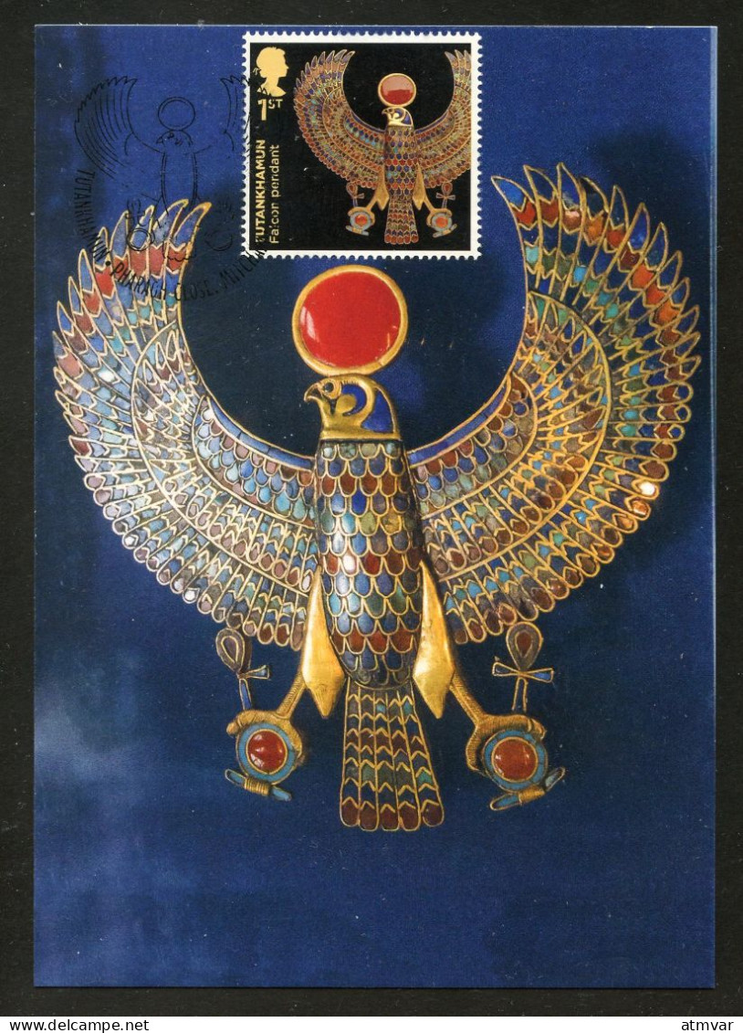 UK / GRANDE BRETAGNE (2022) Carte Maximum Card Tutankhamun's Tomb, Toutânkhamon, Tutanchamun - Falcon Pectoral Pendant - Maximumkaarten