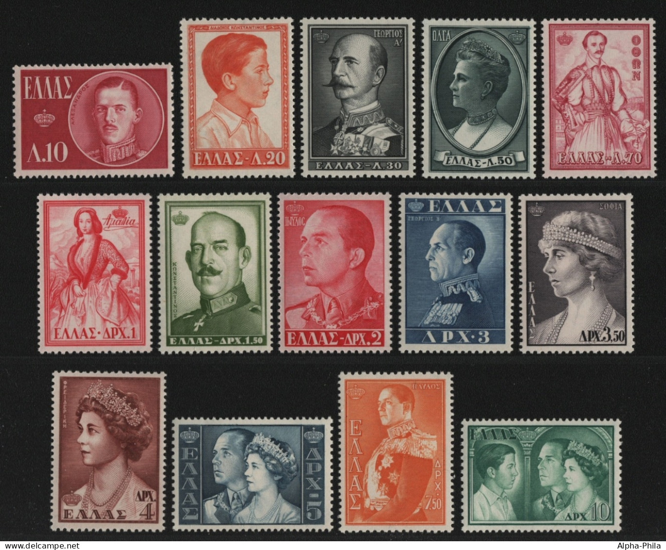 Griechenland 1957 - Mi-Nr. 654-667 ** - MNH - Königinnen & Könige (IV) - Nuevos