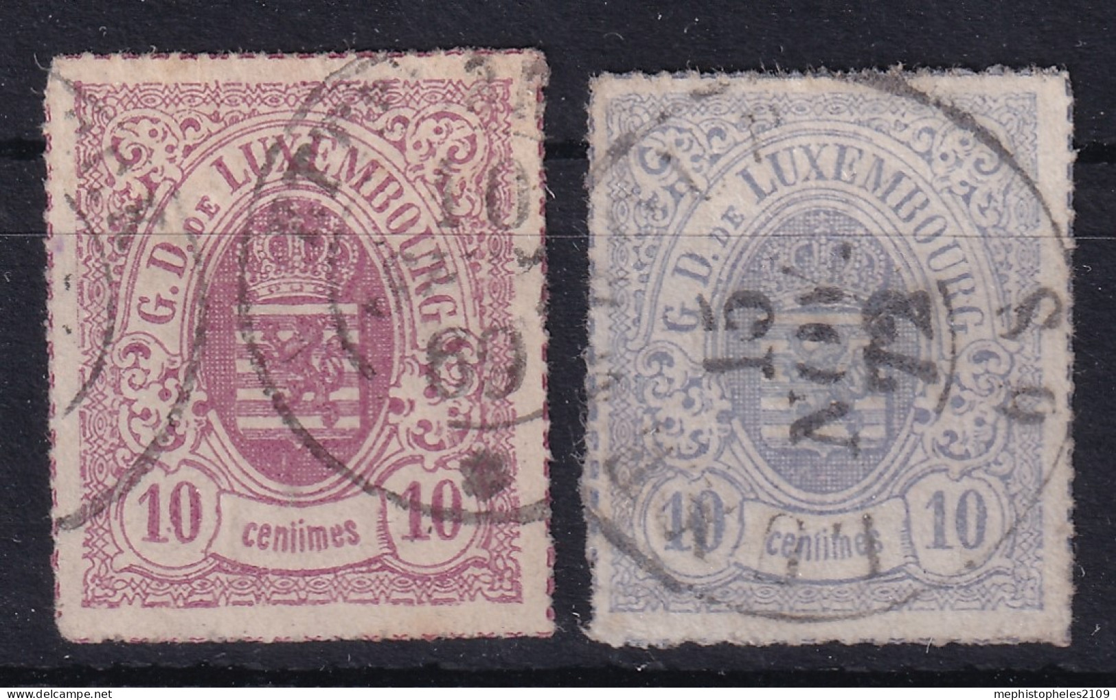 LUXEMBOURG 1865 - Canceled - Sc# 19, 19b - 1859-1880 Armoiries