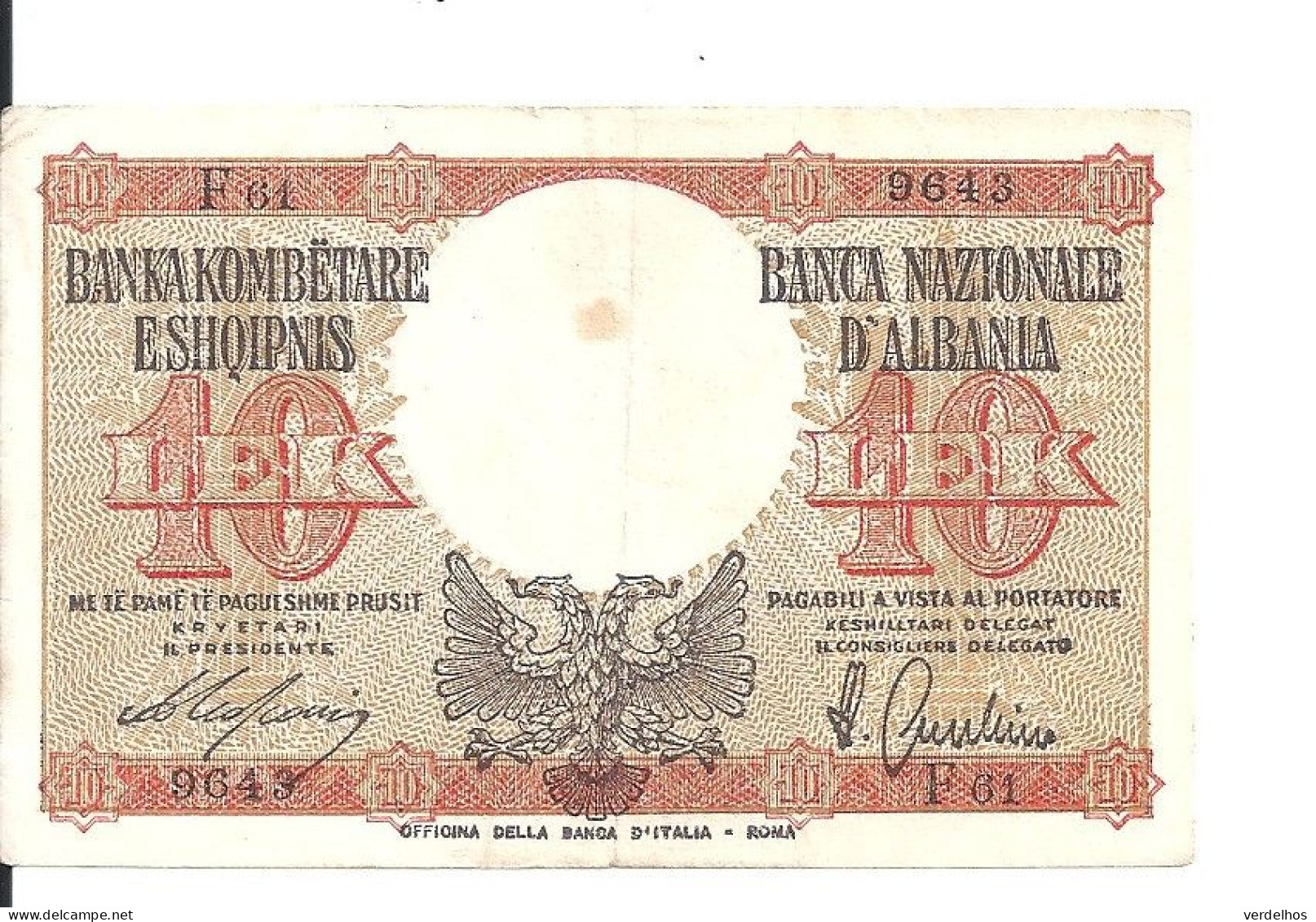 ALBANIE 10 LEK ND1940 VF+ P 11 - Albanie