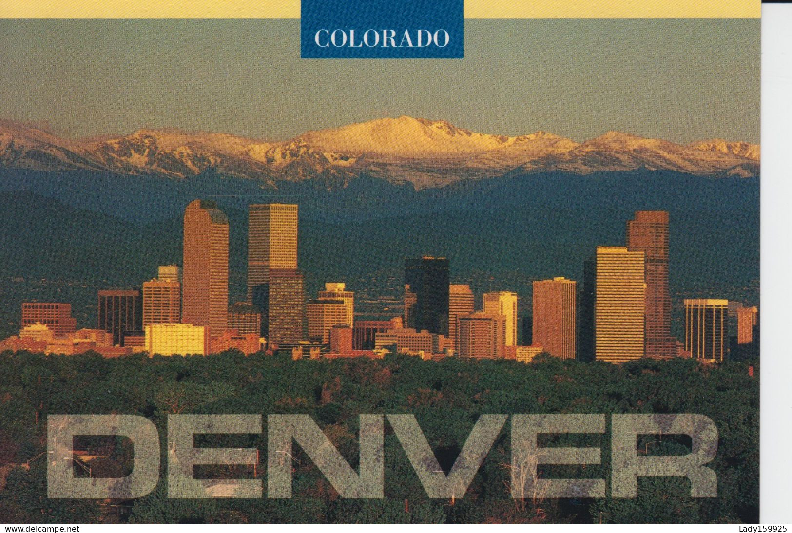 Majestic Snow Rocky Mountains Backdrop For City Of Denver Colorado USA Magnificent Color On The City  Mountains  CPM 2sc - Denver