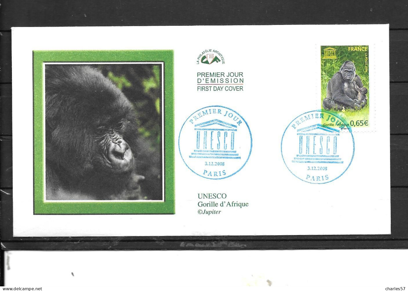 Gorille D'Afrique Superbe Document 1er Jour N°140 UNESCO - Gorilla