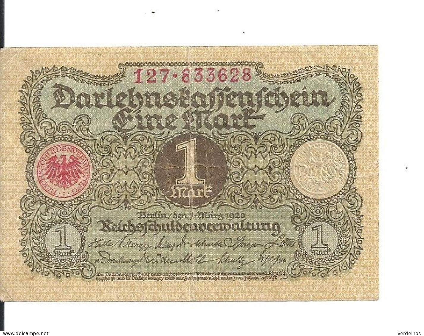 ALLEMAGNE 1 MARK 1920 VF+ P 58 - 1 Mark