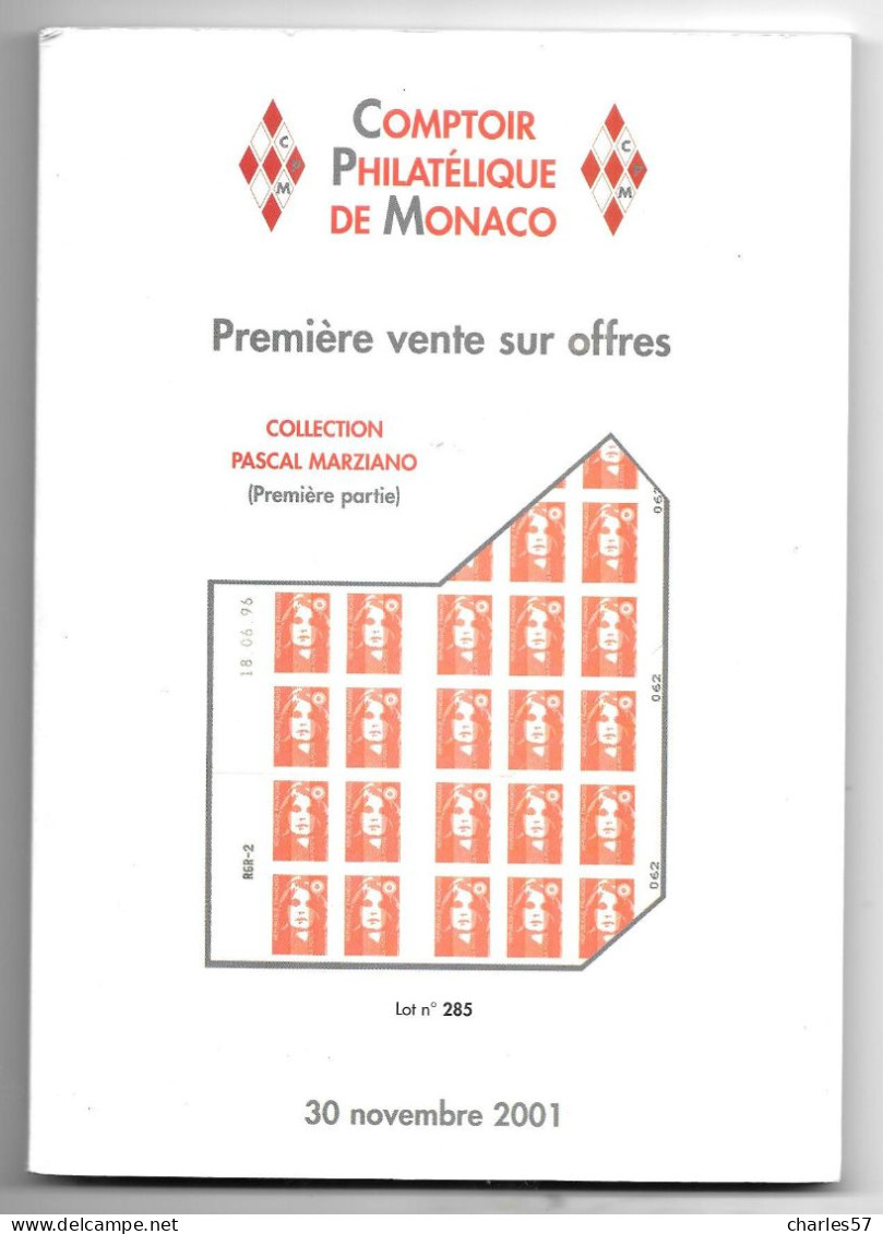 Collection: Pascal Marziano, Première Vente Sur Offres (Première Partie) 30 Nov 2001avec Les Résultats Obtenus - Auktionskataloge