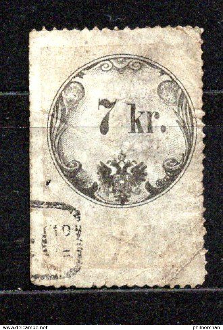 Autriche Fiscal? 1857? N°?  7kr. Noir  0,50 € (cote ? 1 Valeur) - Revenue Stamps
