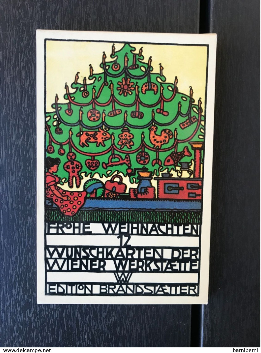 Wiener Werkstaette 11 Cartes Postales Sur 12, Serie Frohe Weihnachten Avec Le Pochet. Edition Moderne De Brandstatter. - Wiener Werkstätten