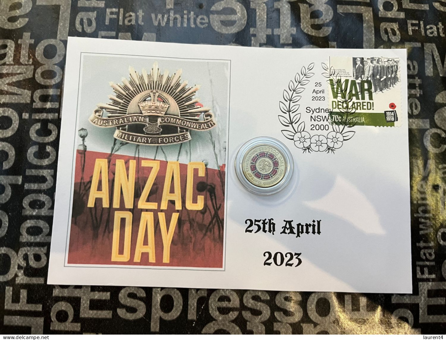 6-11-2023 (1 V 30) ANZAC Day 2023 - With $ 2.00 Military Repatriation Colored Coin & Military Stamp - 2 Dollars