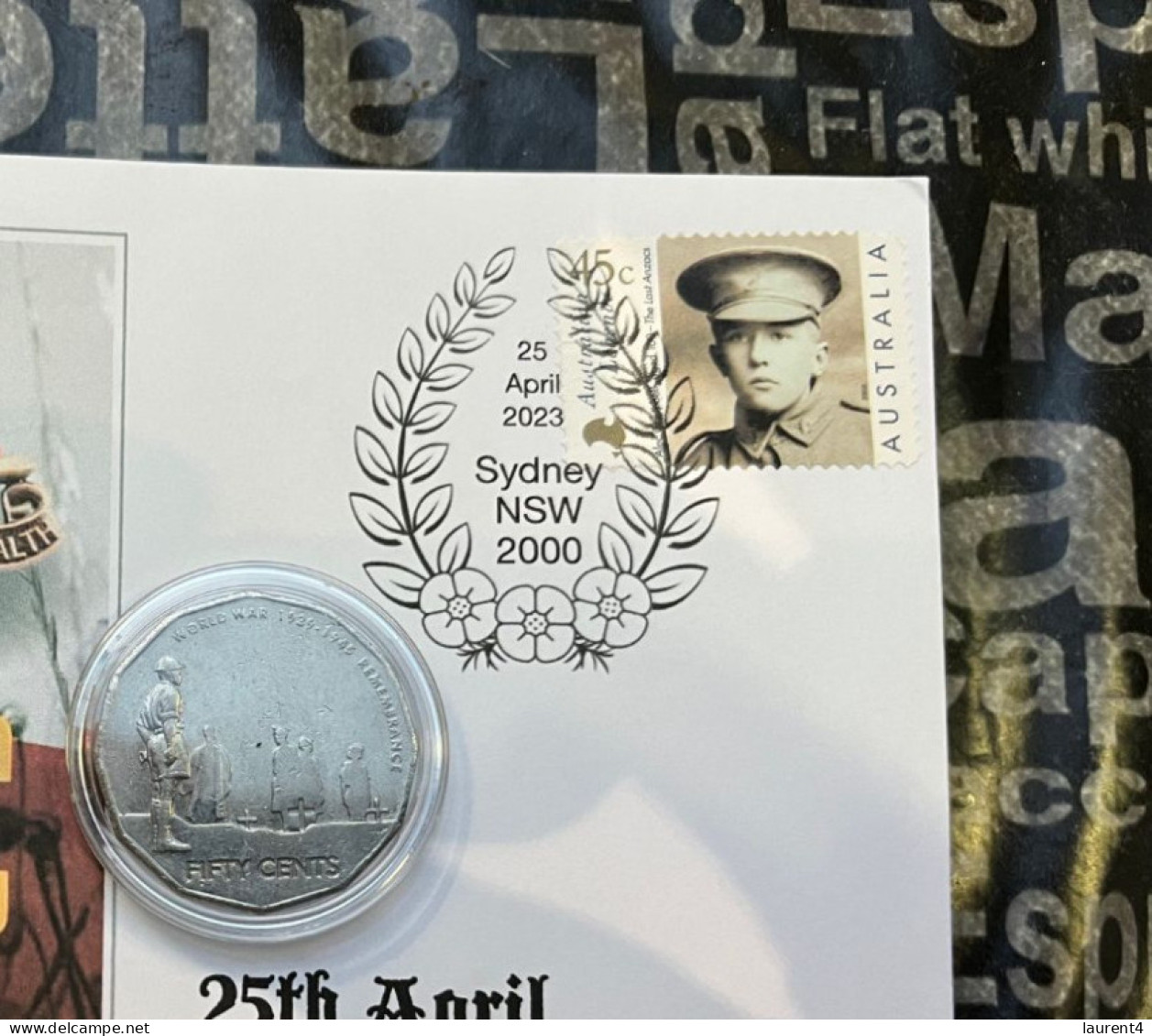 6-11-2023 (1 V 30) ANZAC Day 2023 - With 50 Cents Military Coin & Military Stamp - 50 Cents