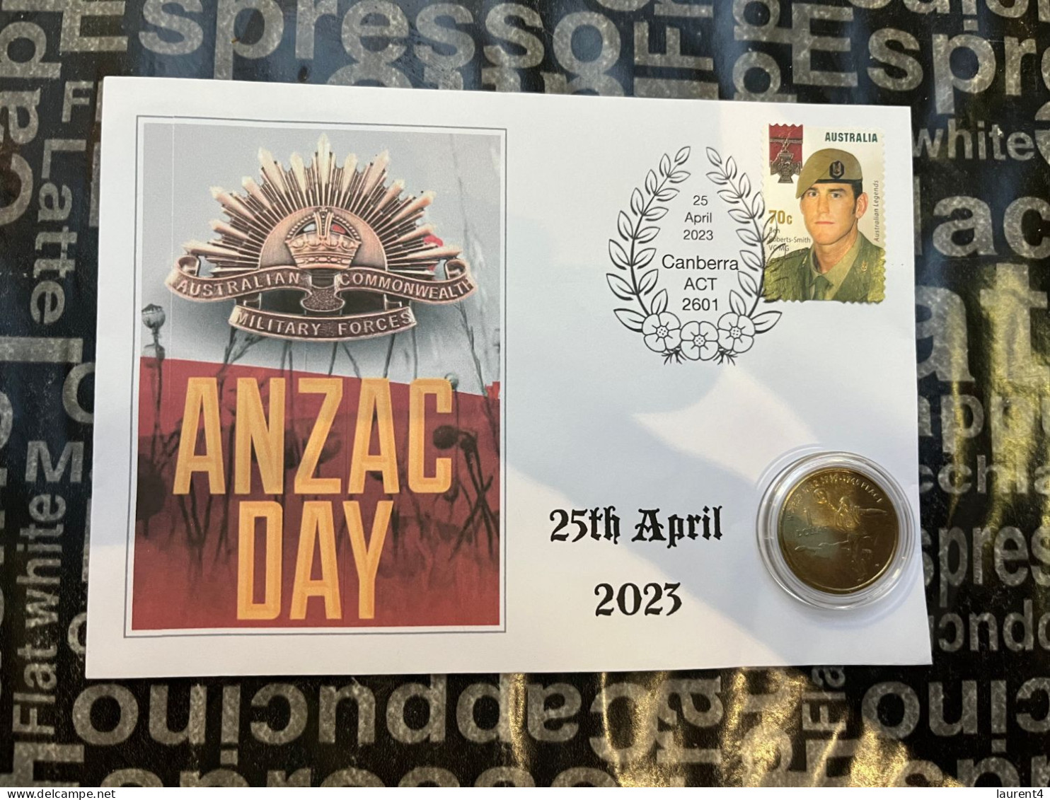 6-11-2023 (1 V 30) ANZAC Day 2023 - With $ 1.00 Military Coin & Military Stamp - Dollar